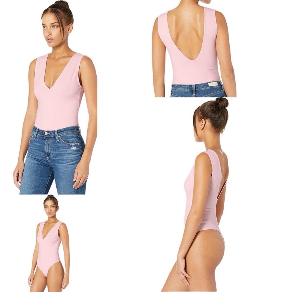 NWT | FREE PEOPLE INTIMATES ROSE PINK PLUNGE KEEP IT SLEEK SLEEVELESS BODYSUIT - Picture 4 of 10